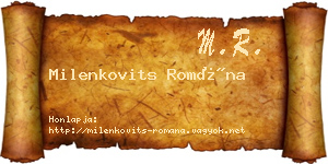 Milenkovits Romána névjegykártya